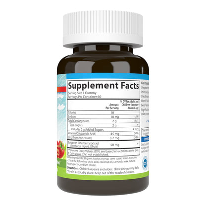 Carlson Kid's Black Elderberry Gummies with Vitamin C & Zinc – Immune Support, 60 Gummies
