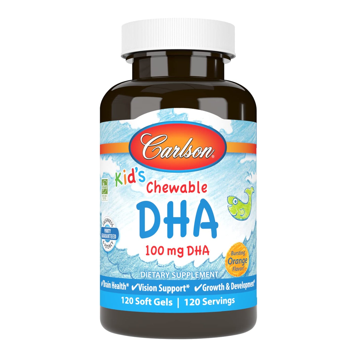 Carlson Kid's Chewable DHA 100 mg – Brain & Vision Support (120 Softgels)