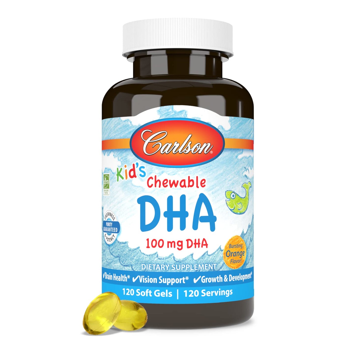 Carlson Kid's Chewable DHA 100 mg – Brain & Vision Support (120 Softgels)