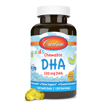 Carlson Kid's Chewable DHA 100 mg – Brain & Vision Support (120 Softgels)