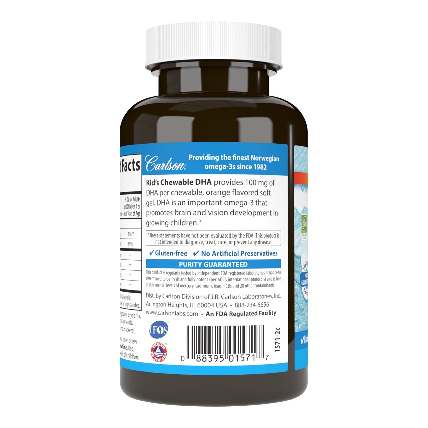 Carlson Kid's Chewable DHA 100 mg – Brain & Vision Support (120 Softgels)