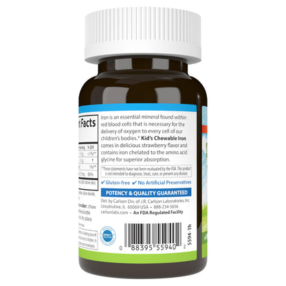 Carlson Kid's Chewable Iron 15 mg | Superior Absorption, 60 Tablets