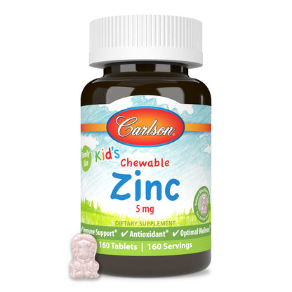 Carlson Kid's Chewable Zinc 5 mg - Immune Support, Berry Flavor, 160 Tablets