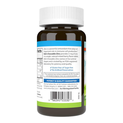 Carlson - Kid's Chewable Zinc 5 mg - Immune Support, Berry Flavor, 84 Tablets
