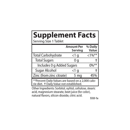 Carlson - Kid's Chewable Zinc 5 mg - Immune Support, Berry Flavor, 84 Tablets