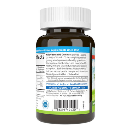 Carlson Kid's Vitamin D3 Gummies 1000 IU – Immune & Bone Support