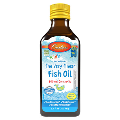 Carlson Kid's The Very Finest Fish Oil Liquid - 800 mg Omega-3s, Lemon, 200 ml