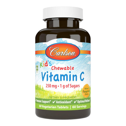 Carlson Kid's Vitamin C 250 mg Chewables – Tangerine, 60 Tabs | Immune Support