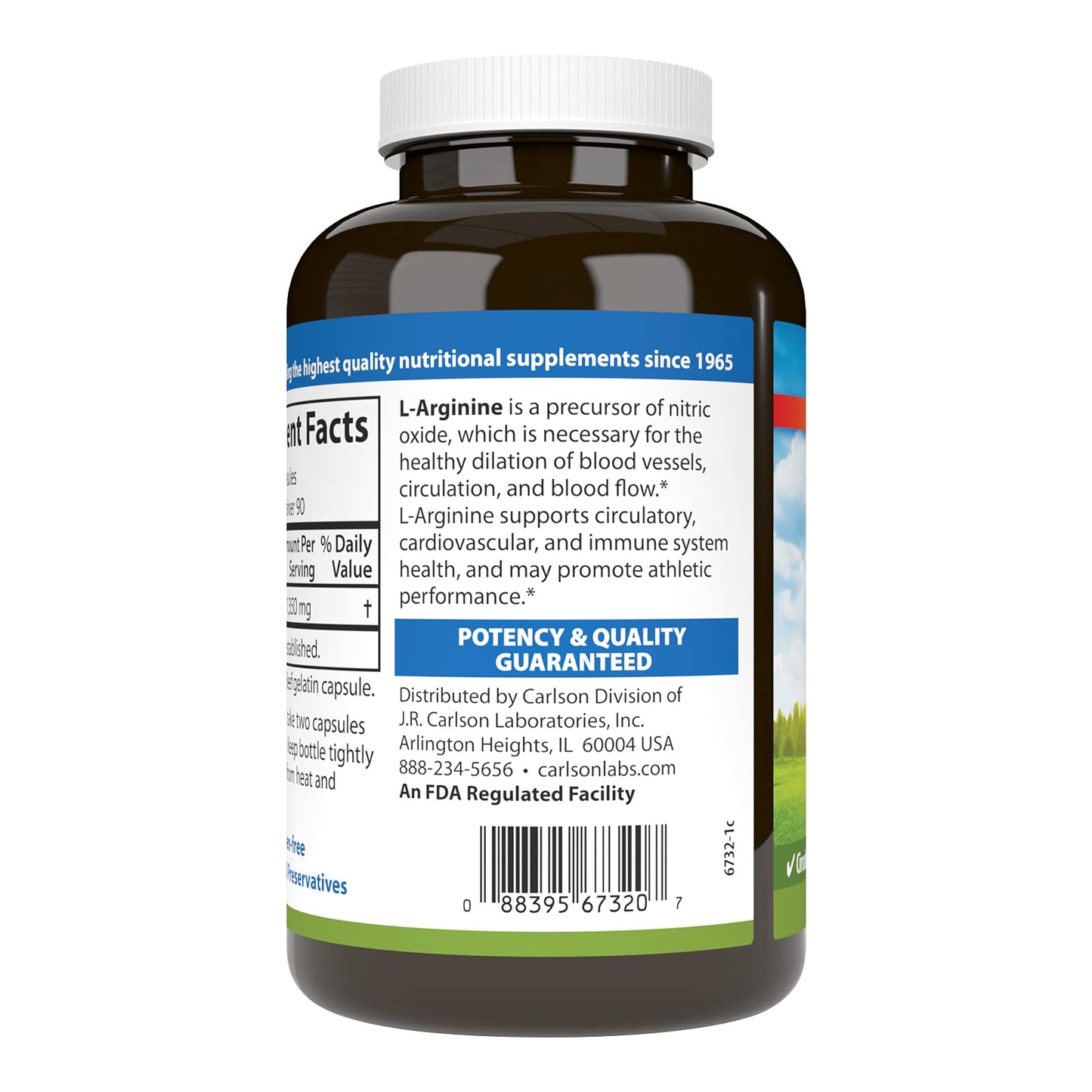 Carlson L-Arginine 675 mg | Circulatory Health & Support | 180 Capsules