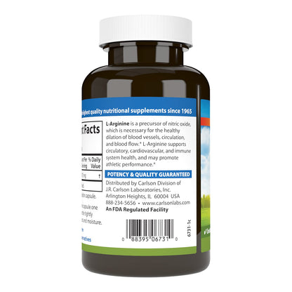 Carlson L-Arginine 675 mg – Supports Healthy Circulatory & Cardiovascular System | 90 Capsules (Pack of 2)