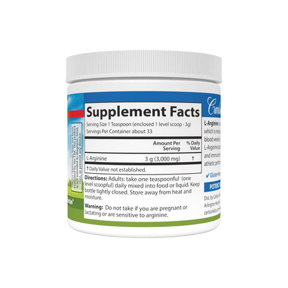 Carlson L-Arginine Powder – Free-Form Amino Acid for Circulatory Health – 3.53 oz (100 g)