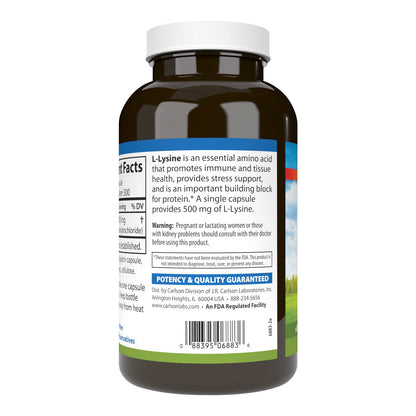 Carlson L-Lysine 500 mg – Supports Healthy Tissue & Muscle Development | 300 Capsules