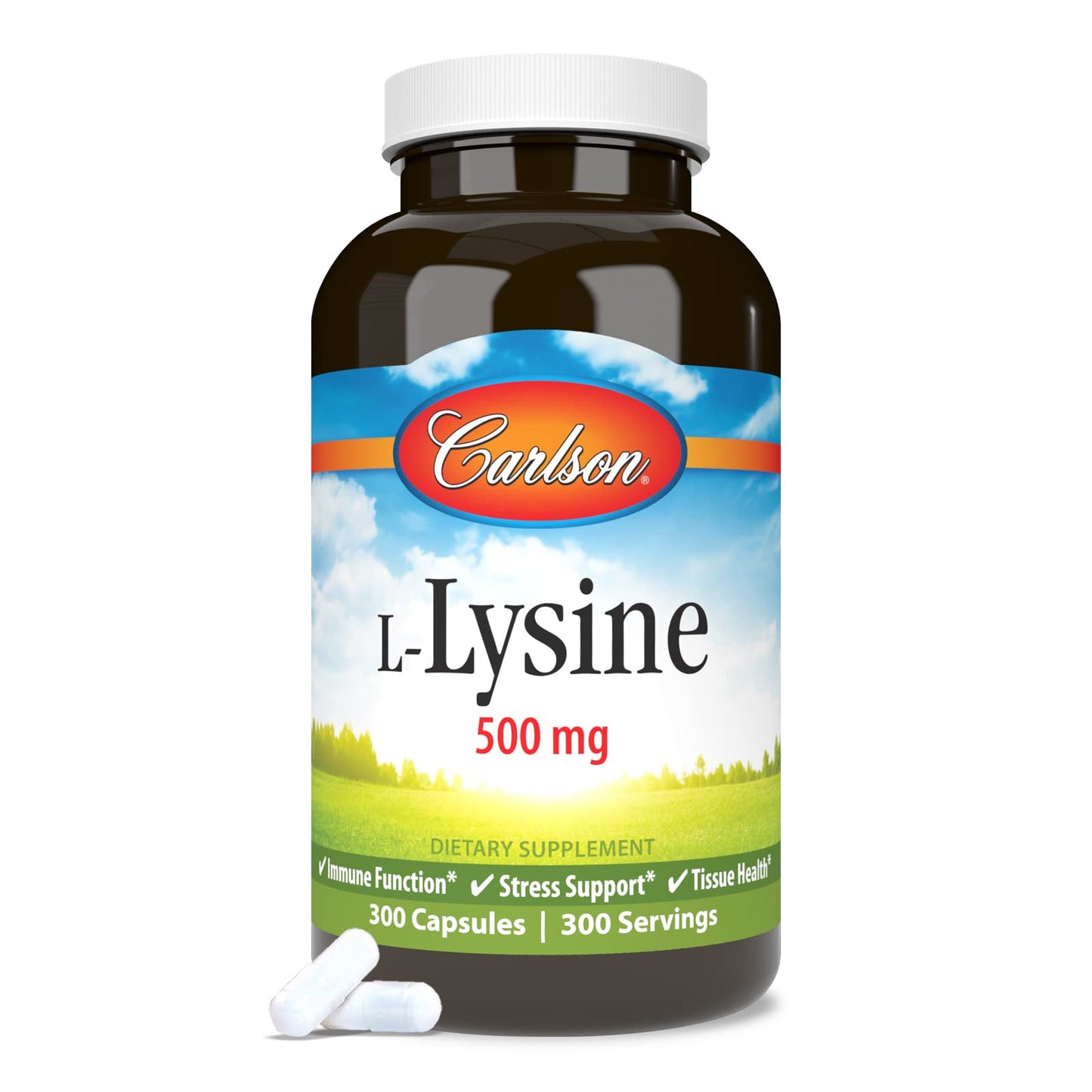 Carlson L-Lysine 500 mg – Supports Healthy Tissue & Muscle Development | 300 Capsules