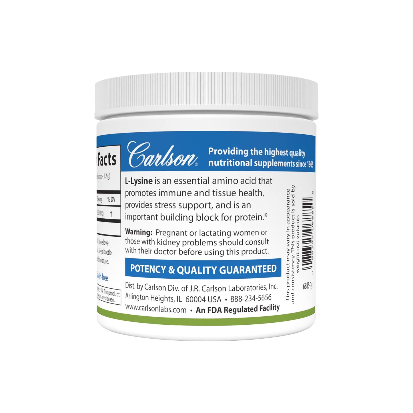 Carlson L-Lysine Powder 960 mg | Supports Healthy Tissue & Muscle Development | 100 g
