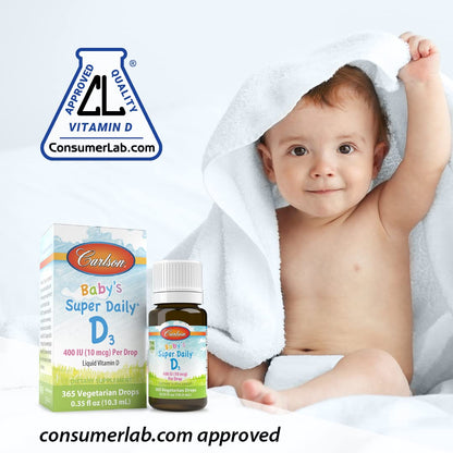 Carlson Laboratories Super Daily D3 for Baby, 0.086 Fl oz | Vitamin D3 Drops