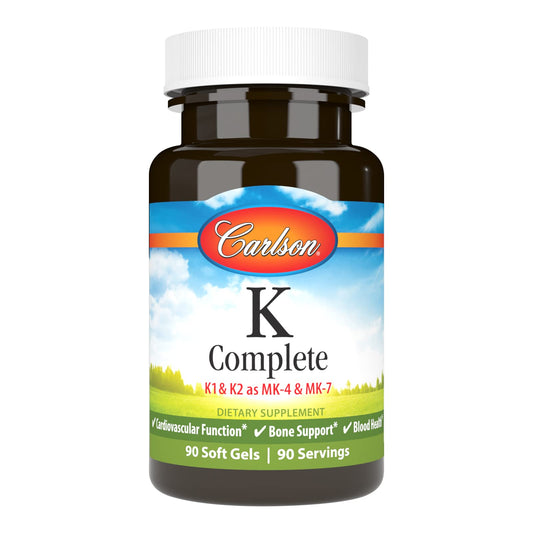 Carlson Labs K Complete Softgels – 90 Count (K1, K2 MK-4 & MK-7) BritishVita | Premium UK Vitamins & Wellness Supplements