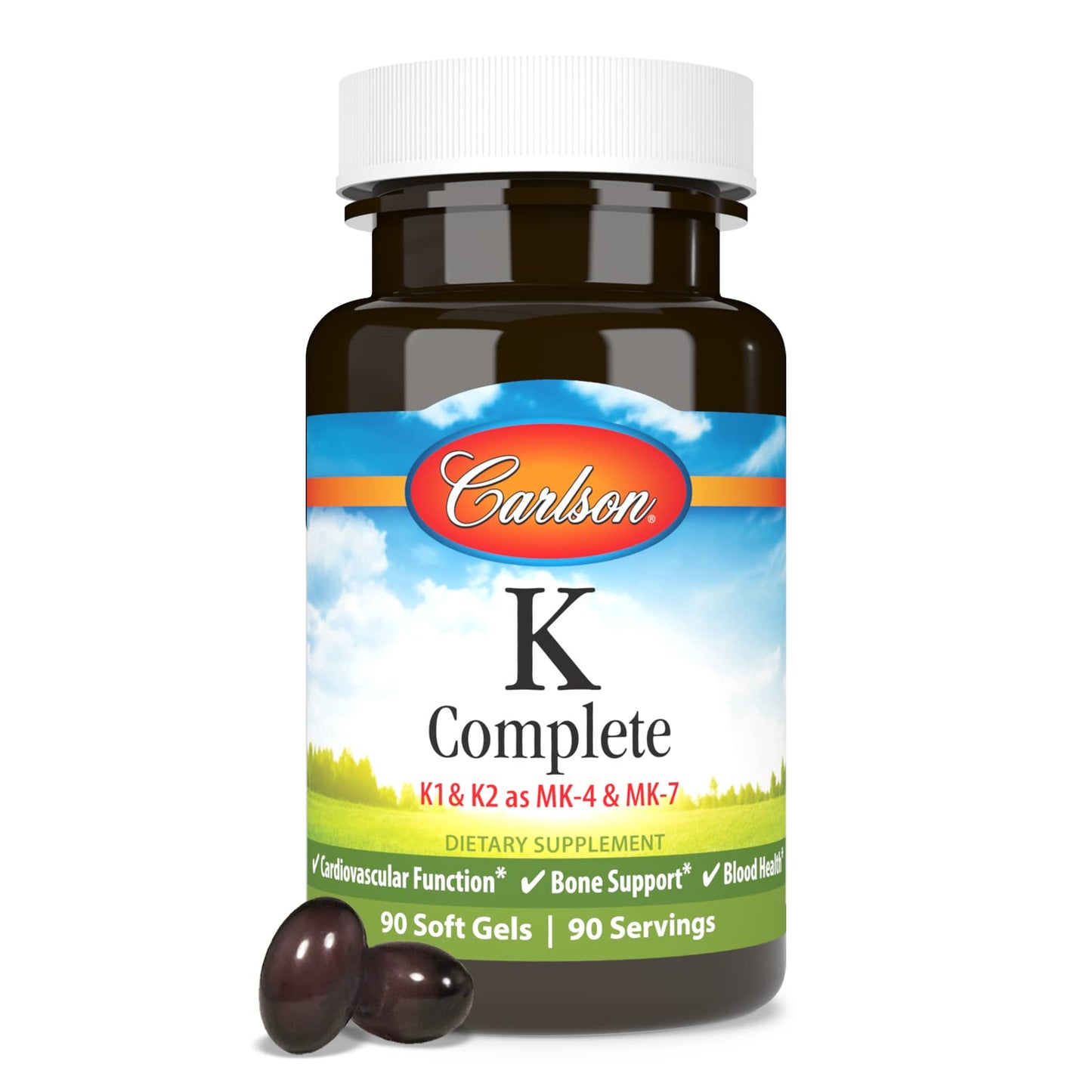 Carlson Labs K Complete Softgels – 90 Count (K1, K2 MK-4 & MK-7)