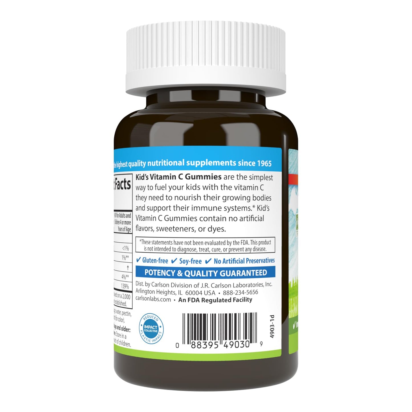 CARLSON LABS Kids Vitamin C Gummies, 60 CT | Immune Support for Kids