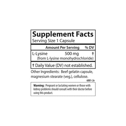 Carlson Labs L-Lysine, 500mg, 100 Capsules