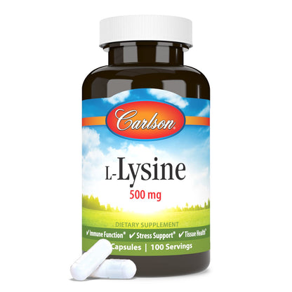 Carlson Labs L-Lysine, 500mg, 100 Capsules