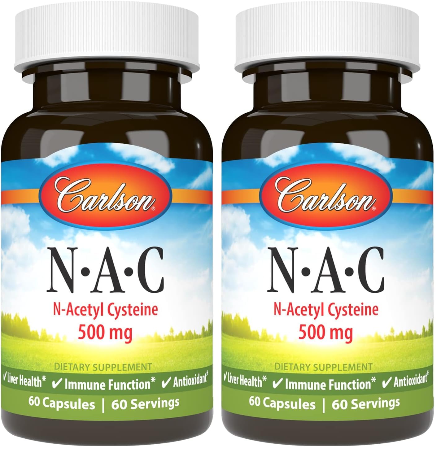 Carlson Labs NAC N-Acetyl Cysteine 500mg – 60 Capsules (Pack of 2)