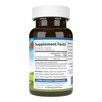 Carlson Labs NAC N-Acetyl Cysteine 500mg – 60 Capsules (Pack of 2)