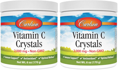 Carlson Labs Non-GMO Vitamin C Crystals, 6 oz (Pack of 2)