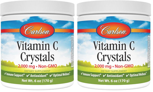 Carlson Labs Non-GMO Vitamin C Crystals, 6 oz (Pack of 2) BritishVita | Premium UK Vitamins & Wellness Supplements