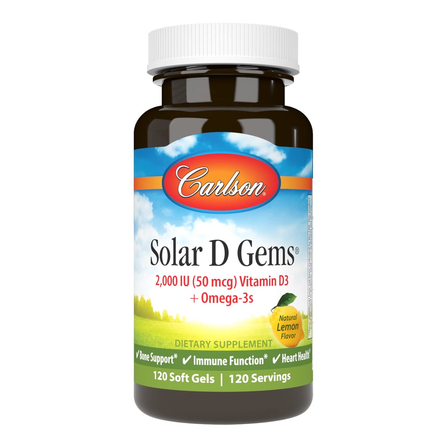 Carlson Labs Solar D Gems Natural Vitamin D3 2000 IU, 120 Softgels