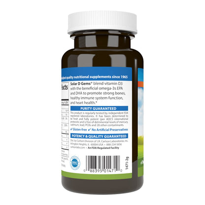 Carlson Labs Solar D Gems Natural Vitamin D3 2000 IU, 120 Softgels