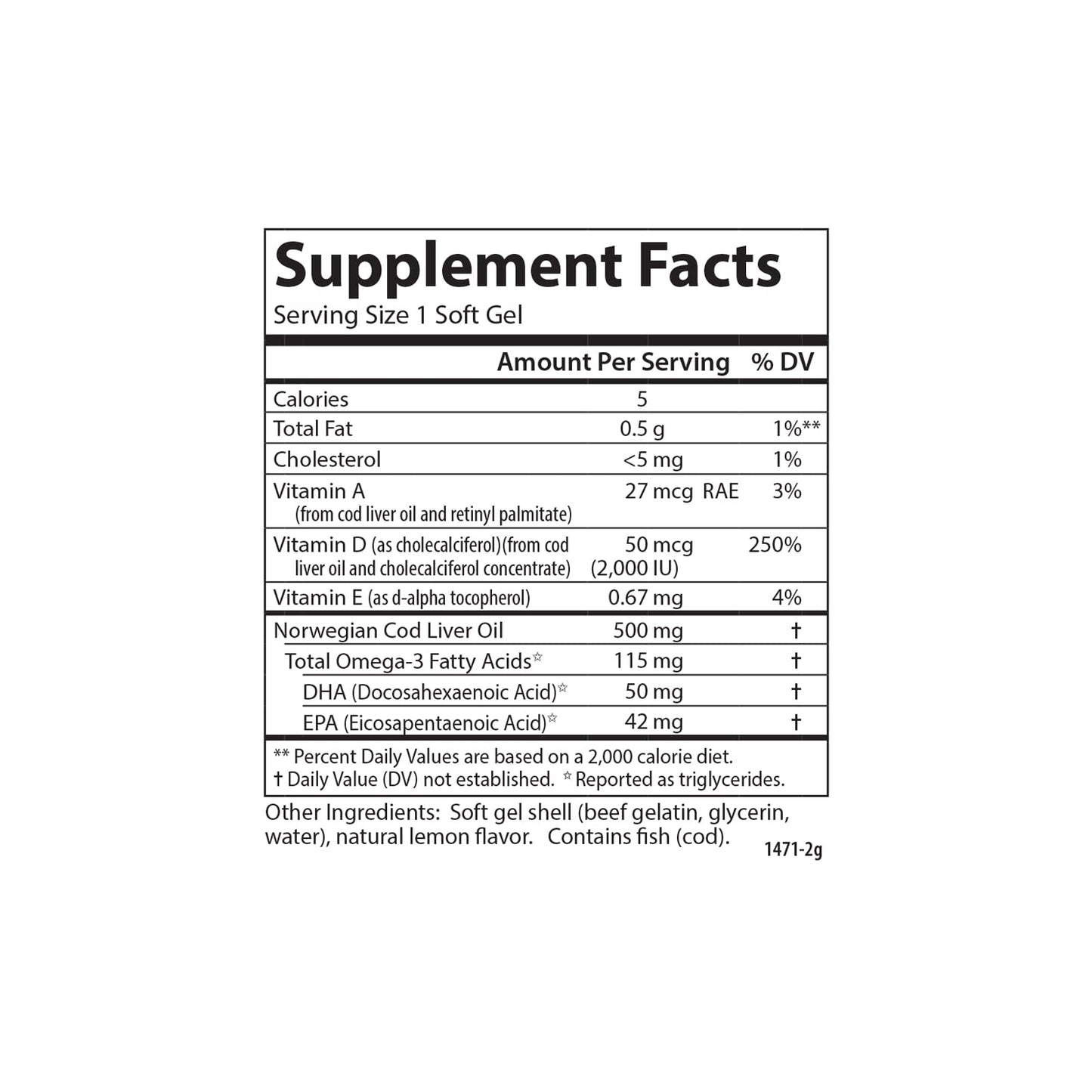Carlson Labs Solar D Gems Natural Vitamin D3 2000 IU, 120 Softgels