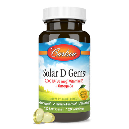 Carlson Labs Solar D Gems Natural Vitamin D3 2000 IU, 120 Softgels