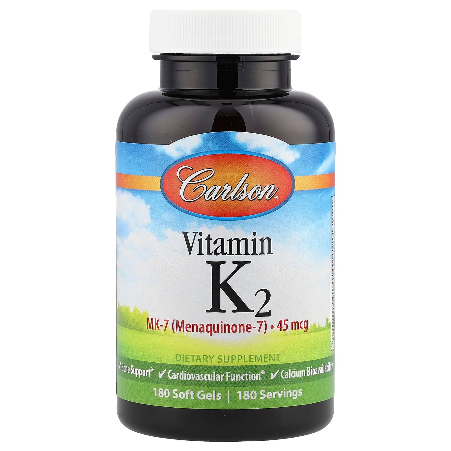 Carlson Labs Vitamin K2-7 45 mcg MK-7 Softgels – 180 Count