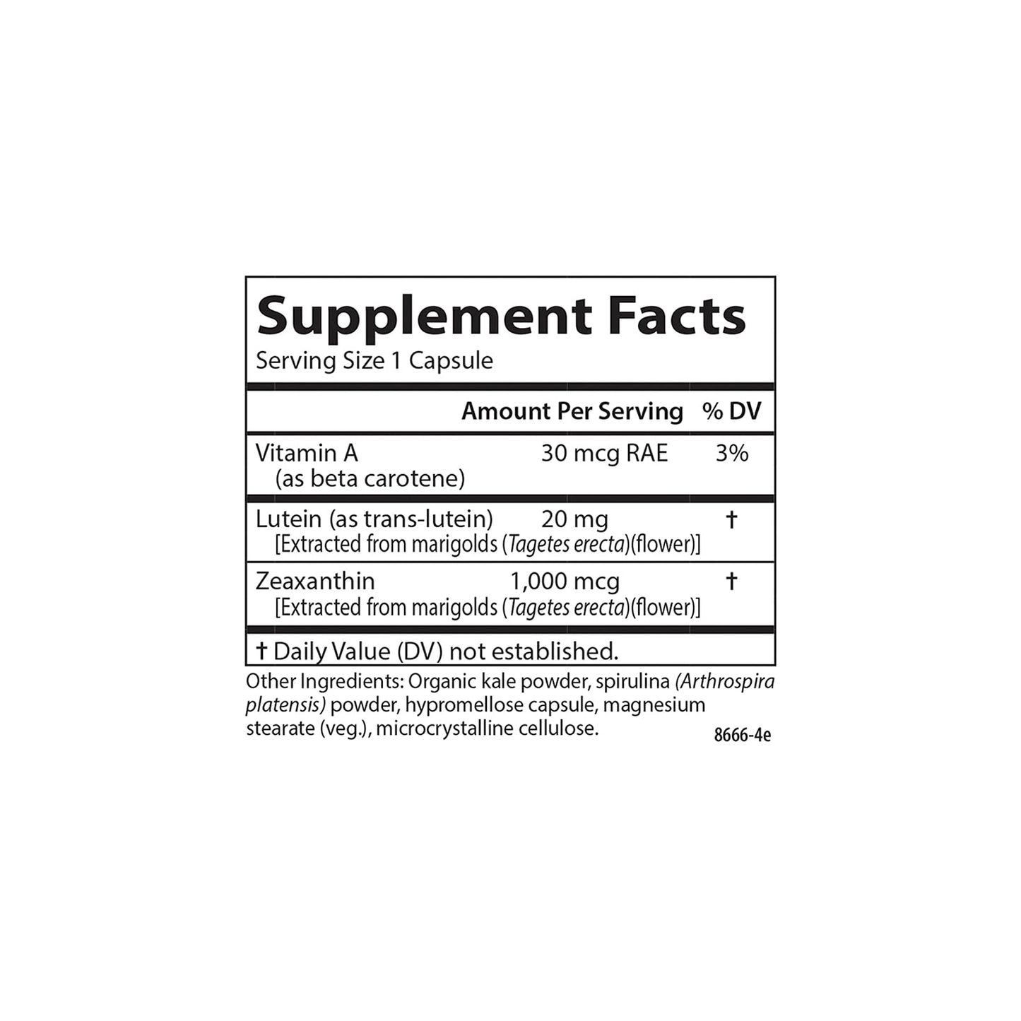 Carlson Lutein & Greens 20 mg – Vision Support | 60 Vegetarian Capsules