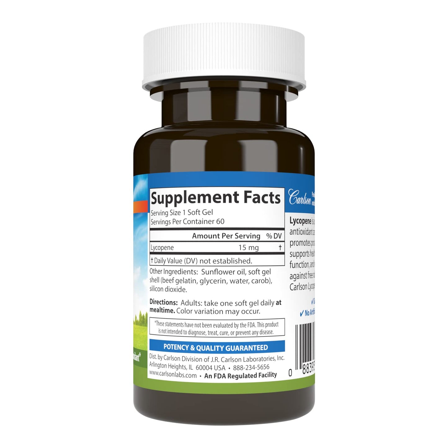 Carlson Lycopene 15 mg – Tomato-Free Prostate Health & Circulation (60 Softgels)