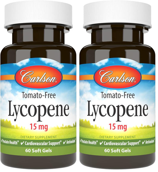 Carlson Lycopene 15 mg – Tomato-Free Prostate Health & Circulation Support (60 Softgels, Pack of 2) BritishVita | Premium UK Vitamins & Wellness Supplements