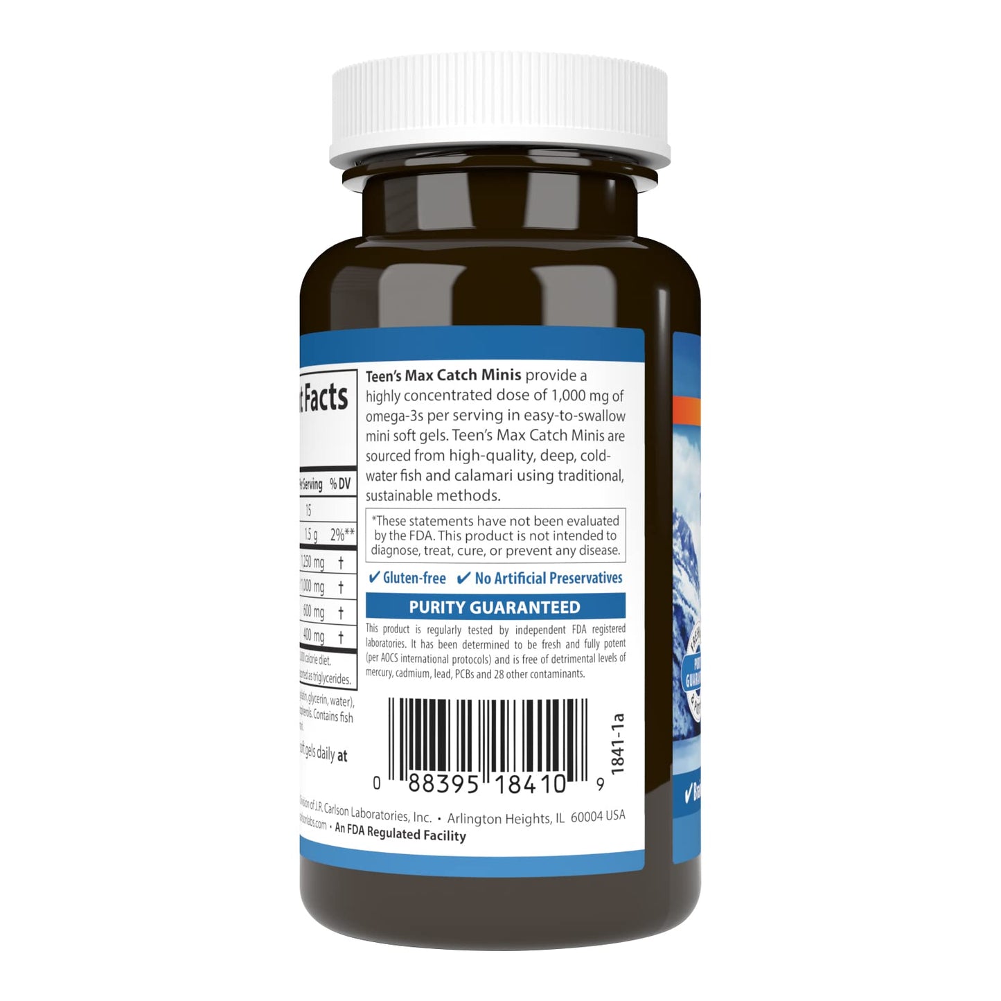 Carlson Teen's Max Catch Minis - 1000 mg Omega-3s | Brain & Mood Support, 60 Softgels