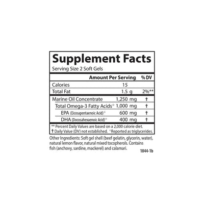 Carlson Maximum Omega Minis 1000 mg Omega-3s – Heart & Brain Support | Lemon | 60+20 Mini Softgels