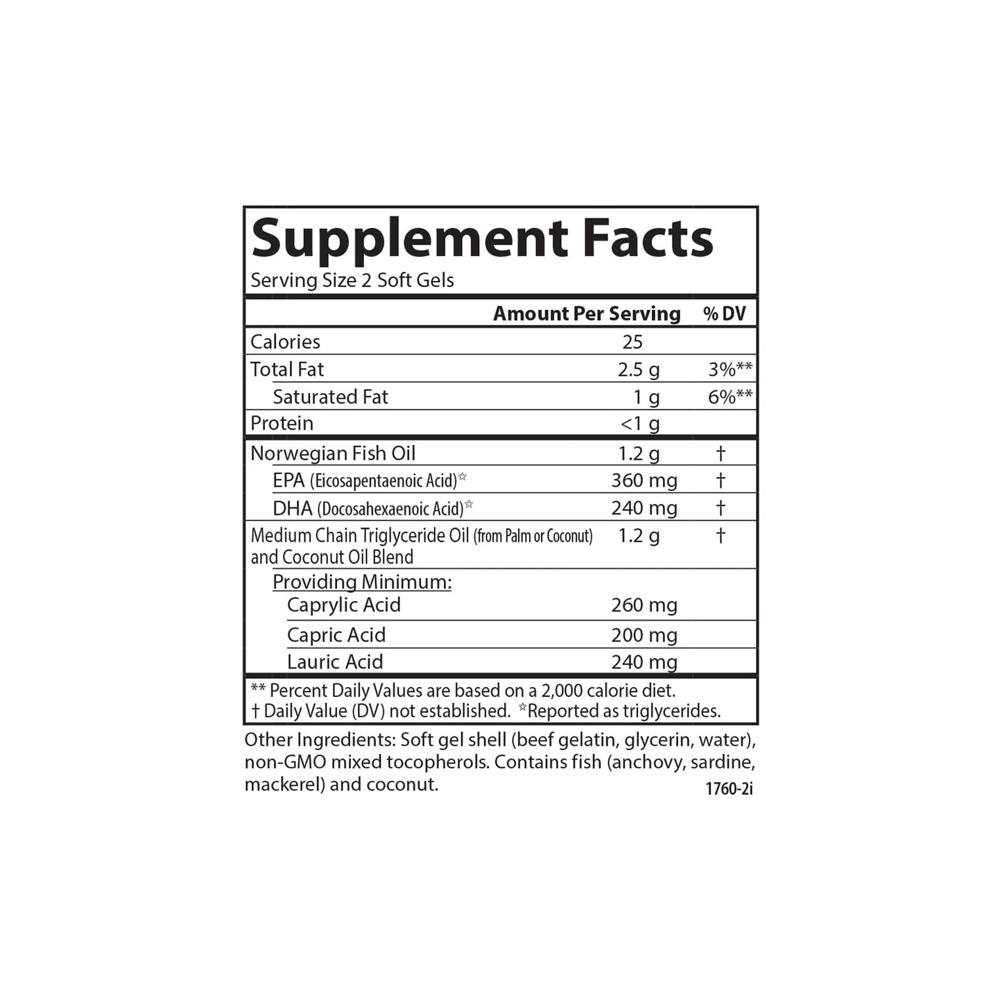 Carlson MCT & Omega-3 Coconut Oil | 60 Softgels – Energy, Fat Metabolism & Brain Health