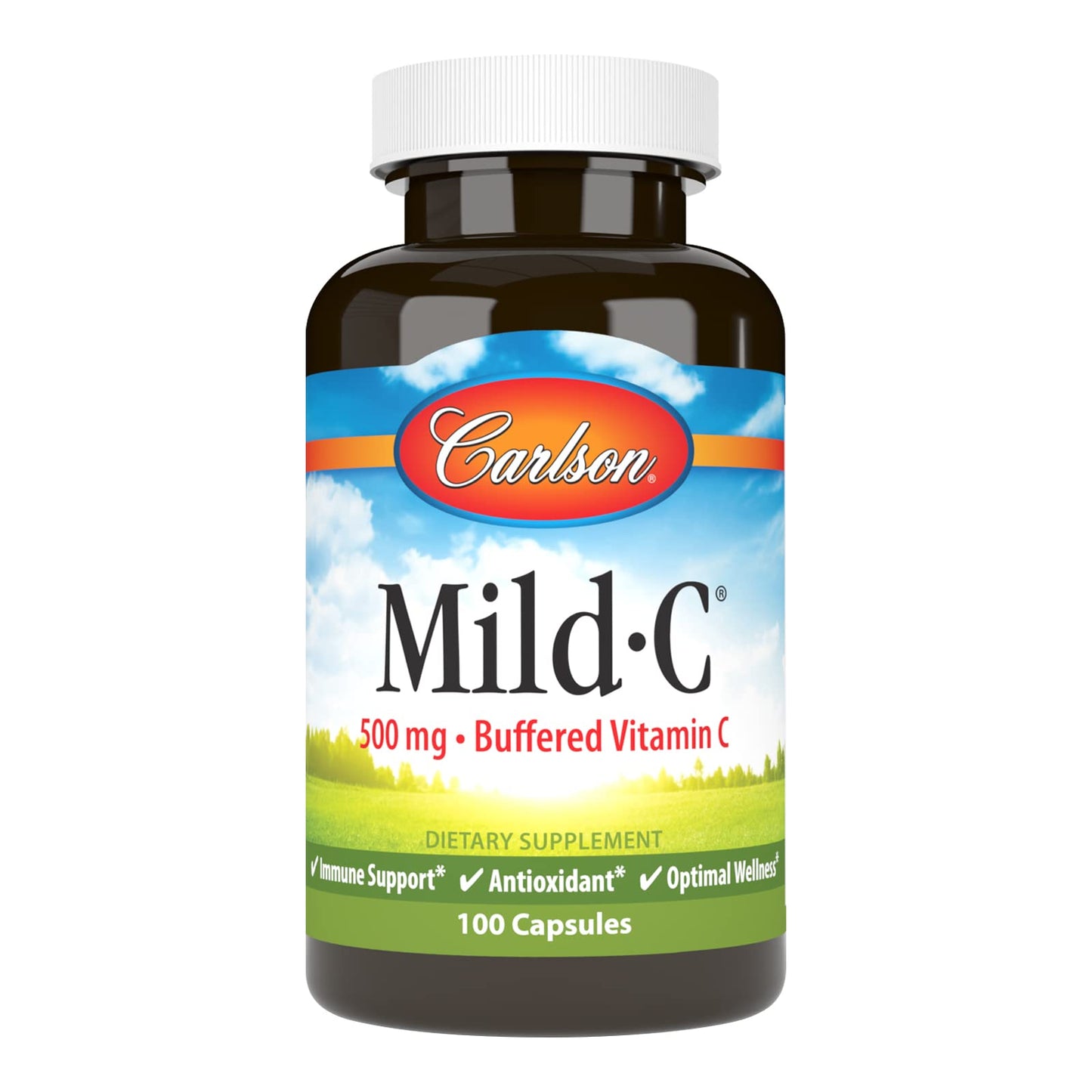 Carlson Mild-C 500 mg Buffered Vitamin C - Immune Support & Wellness, 100 Capsules