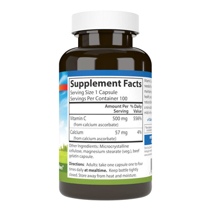 Carlson Mild-C 500 mg Buffered Vitamin C - Immune Support & Wellness, 100 Capsules