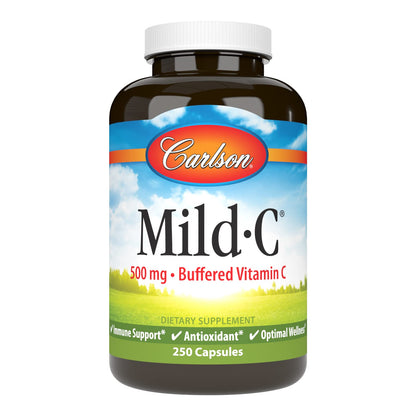 Carlson Mild-C Buffered Vitamin C 500 mg – Immune Support (250 vcaps)