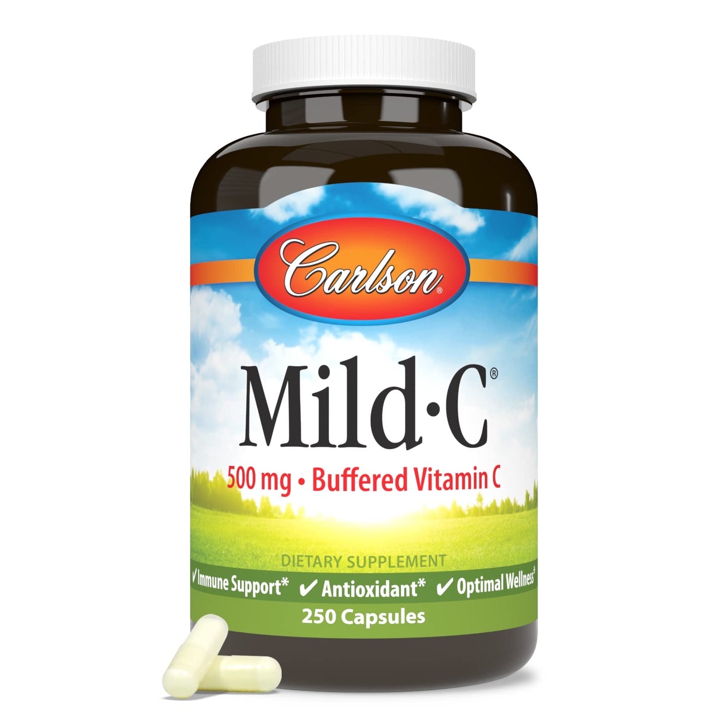 Carlson Mild-C Buffered Vitamin C 500 mg – Immune Support (250 vcaps)
