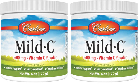 Carlson Mild-C Vitamin C Powder - Immune Support, 6 oz (170 g) Pack of 2 BritishVita | Premium UK Vitamins & Wellness Supplements