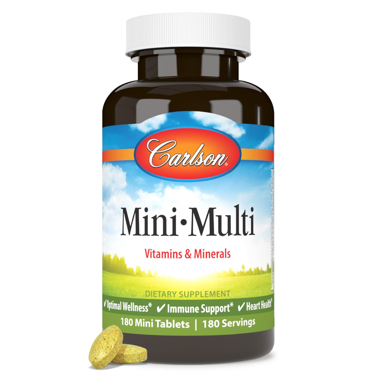 Carlson Mini-Multi: Small Multivitamin Tablets for Immune & Heart Health (180 Tabs)