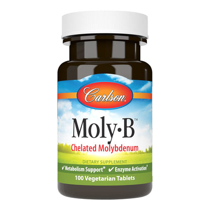 Carlson Moly-B Chelated Molybdenum – Metabolism Support & Enzyme Activation | 100 Vegetarian Tablets