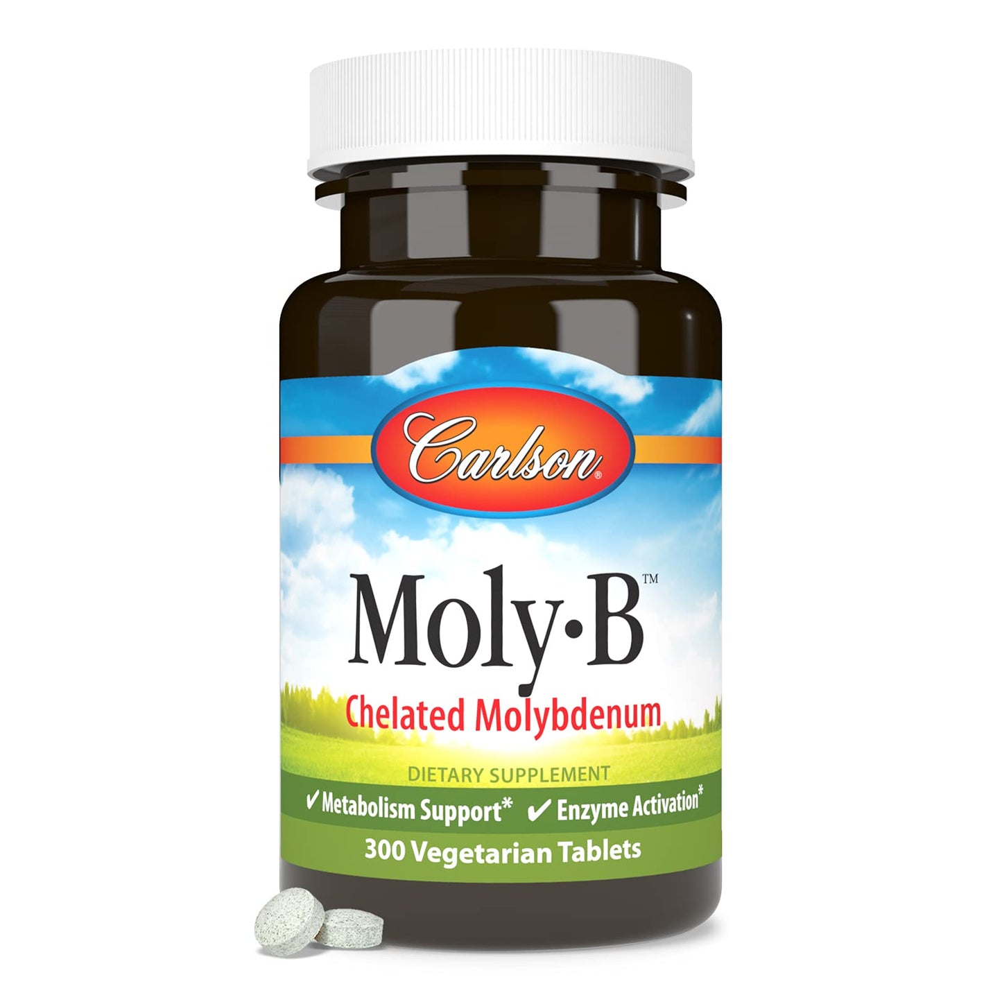 Carlson Moly-B Chelated Molybdenum - Metabolism Support, 300 Vegetarian Tablets