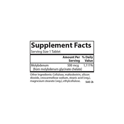 Carlson Moly-B Chelated Molybdenum - Metabolism Support, 300 Vegetarian Tablets