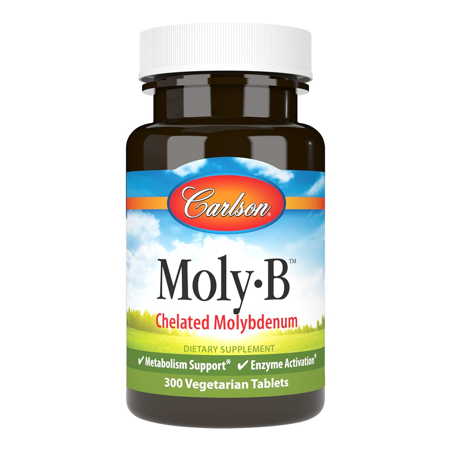 Carlson Moly-B Chelated Molybdenum - Metabolism Support, 300 Vegetarian Tablets