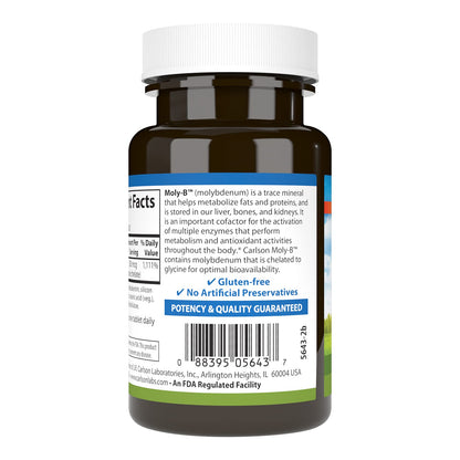 Carlson Moly-B Chelated Molybdenum - Metabolism Support, 300 Vegetarian Tablets